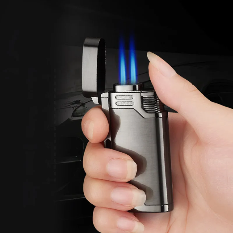 

New Turbo Jet Lighter Compact Butane Torch Metal Cigarette Lighters Gas 1300 C Windproof Petrol Lighter Dual Vortex spout Fire