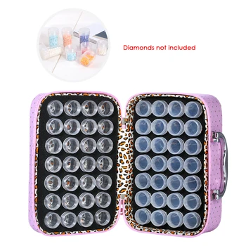 

Diamond Storage Box Portable Hand Bag Vivid Pattern with 56 Plastic Clear Bottles Lightweight for Embroidery Painting