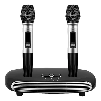 

for TV Computer Mobile Phone U Section One Drag Two Fiber Wireless Microphone Home Bluetooth K Song Machine(US Plug)