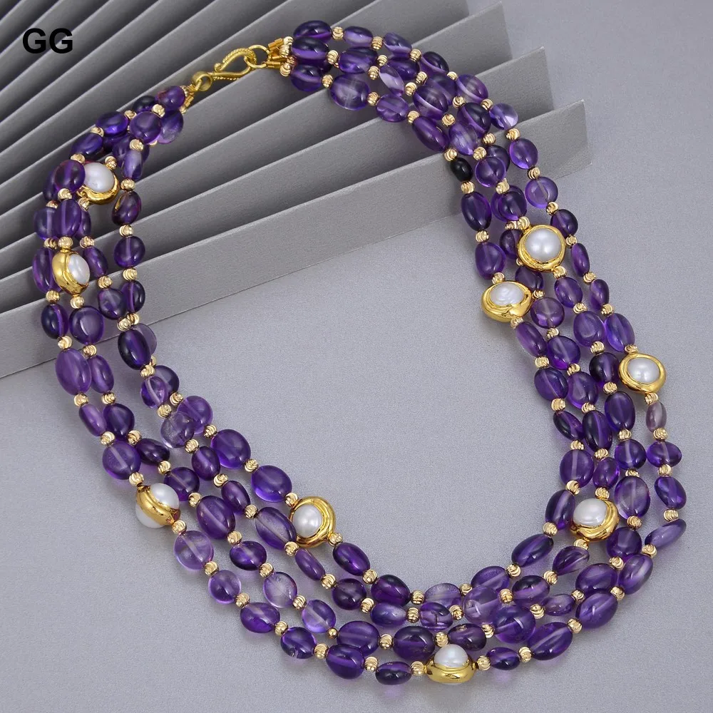 Amethyst Gemstone Necklace Natural Gemstone Beads Purple Color Handmade Jewelry