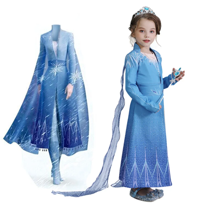Детские костюмы на Хэллоуин; вечерние платья-пальто для девочек для костюмированной вечеринки; платья принцессы для девочек; платье Анны и Эльзы для дня рождения