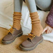 1 пара новых зимних плотных теплых шерстяных махровых женских носков винтажные рождественские однотонные носки цветные носки подарок свободный размер милые носки