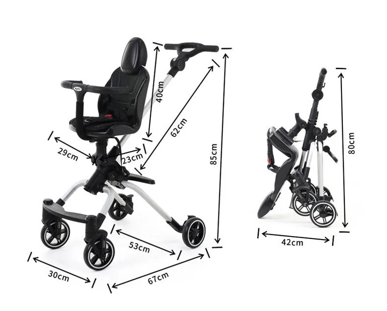 Детская коляска, легкая двунаправленная Складная коляска, четыре колеса, амортизация, коляска, детский высокий обеденный стул