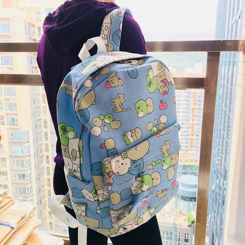 

40*29*15cm New Cartoon Corner Bio-print Canvas Double Bread Casual Kitty Bag