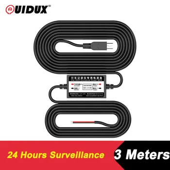 

QUIDUX DC 5V 2.5A Buck Line for 24 Hours Parking Monitoring Car Camera Radar Detector DVR Camera Cable Length 3m accessories