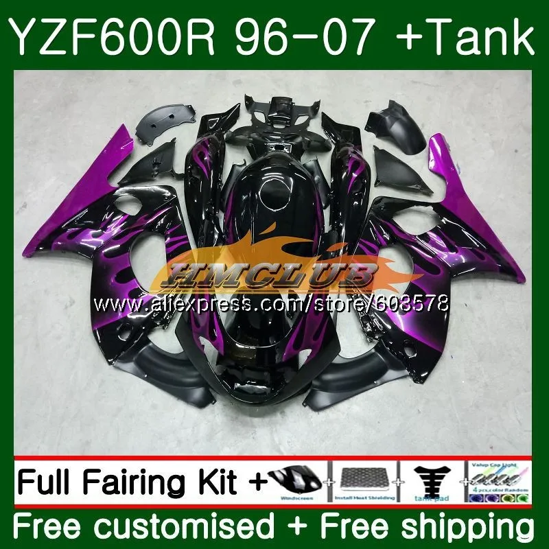 Корпус для YAMAHA Thundercat YZF 600R YZF-600R 1996 2007 пурпурный огненный цвет 52CL. 49 YZF600R 96 97 98 99 00 01 02 03 04 05 06 07 обтекатель