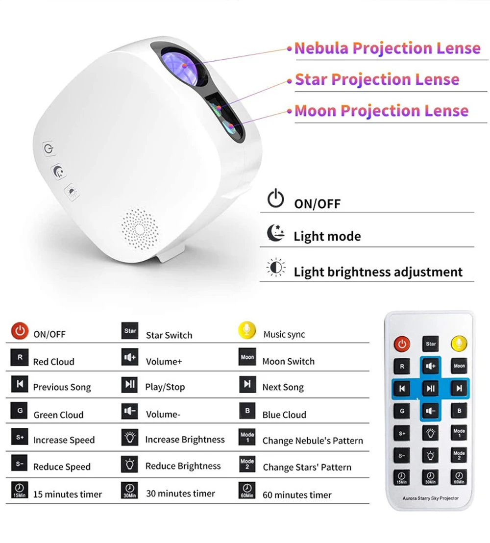 Galaxy Projector Laser Proyector led Projector Colorful Starlight projetor Night Light Music Bluetooth Children Bedroom