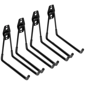 

Garage Storage Utility Double Hooks, Heavy Duty Wall Mount Organizer Tool Hanger with Anti-Slip Coating (4 Pack Black 7.5 Inch L