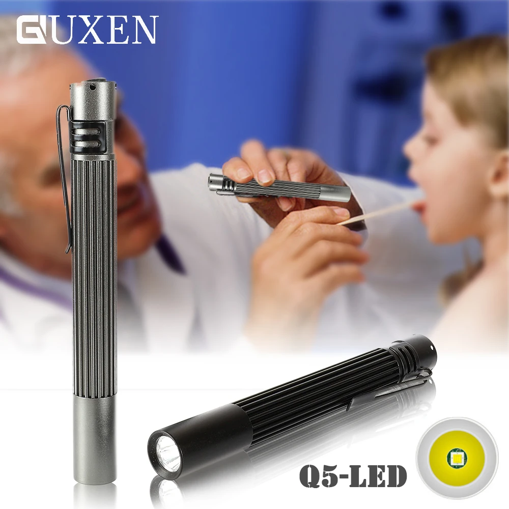 

Portable Mini LED Flashlight Pen Light with Clip Medical Home Lighting Aluminum Alloy Emergency Torch Powered By 2 AAA Batteries
