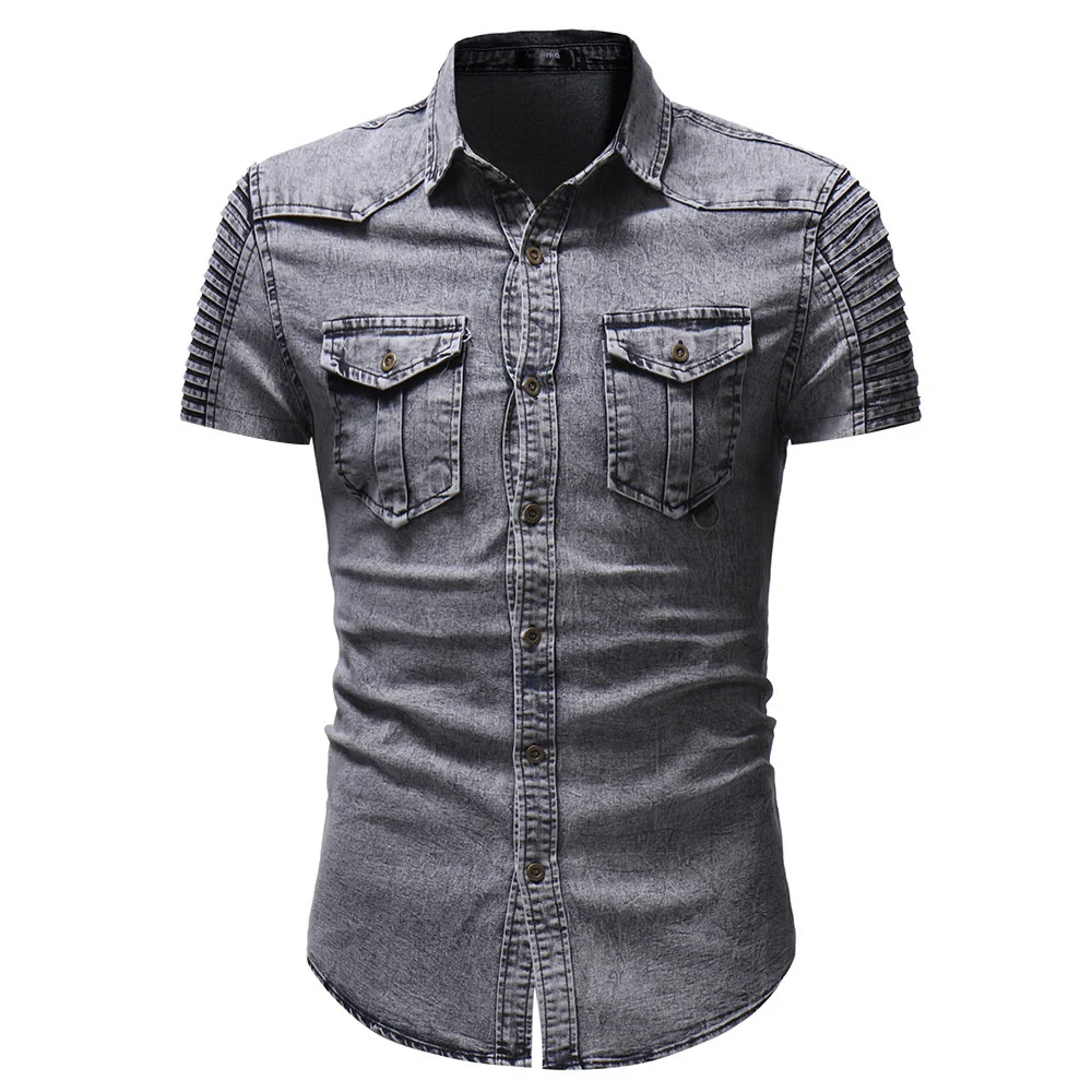Brand Clothing 2020 Men Denim Shirt Mens Long Sleeve Soft Cotton Slim Shirts Male Elastic Jeans Cowboy | Мужская одежда