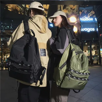 

2020 New Solid Color Nylon Simple Wild Backpack Female Korean Version of Large-capacity Outdoor Sports Backpack School Bag