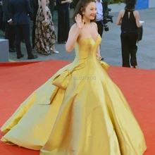 9144 модное Золотое милое бальное платье в пол из тафты платья знаменитостей/Вечерние платья Венецианский кинофестиваль