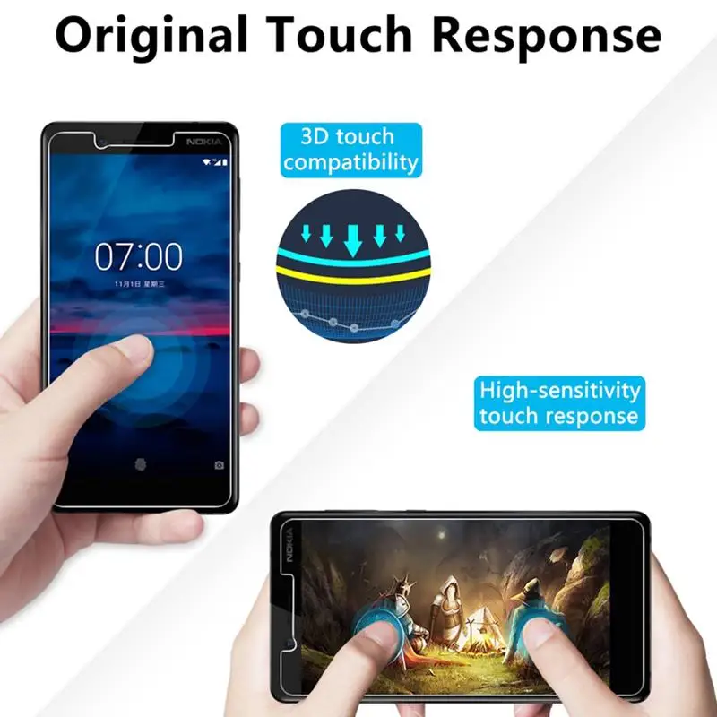 2 шт Защитное стекло для Nokia 3 5 6 7 8 9, Защитное стекло для экрана для Nokia 1 3,1 6,1 7,1 8,1 Plus, не полное закаленное стекло