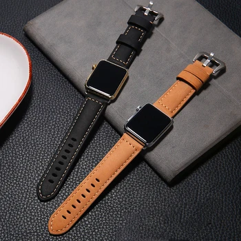 

Genuine Leather strap For Apple Watch Band 44 mm 40mm iWatch band 38 mm 42mm Retro watchband pulseira Apple watch series 5 4 3 2