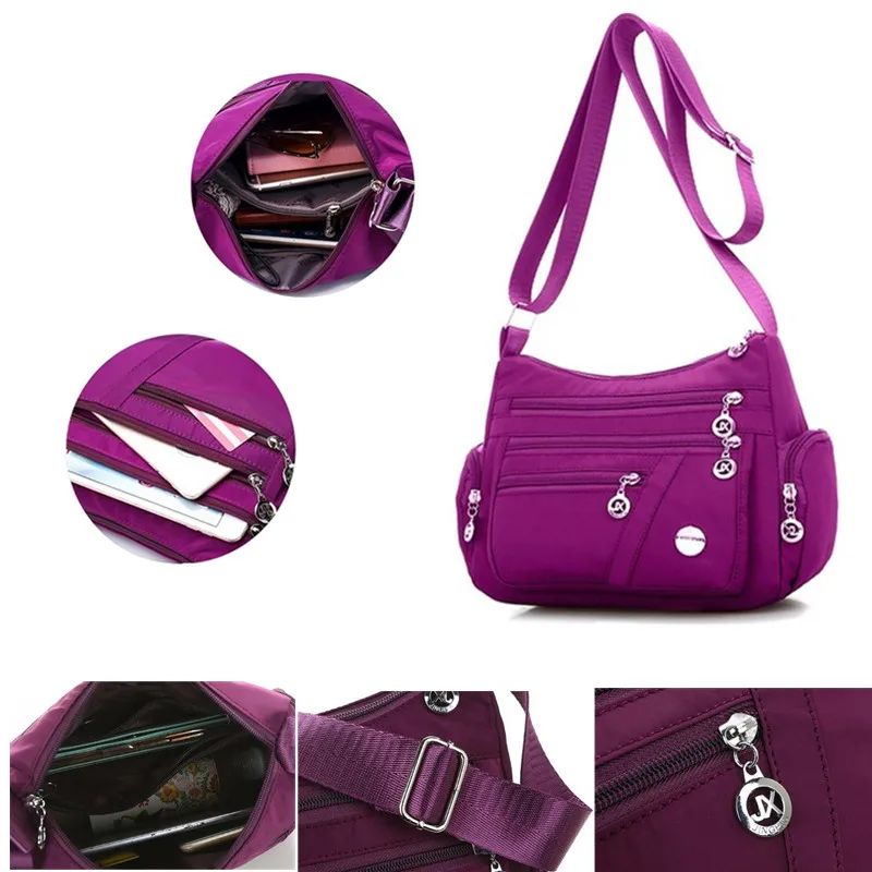 Fashion Women Shoulder Messenger Bag Nylon Oxford Lightweight Waterproof Zipper Package Large Capacity Travel Crossbody Bag