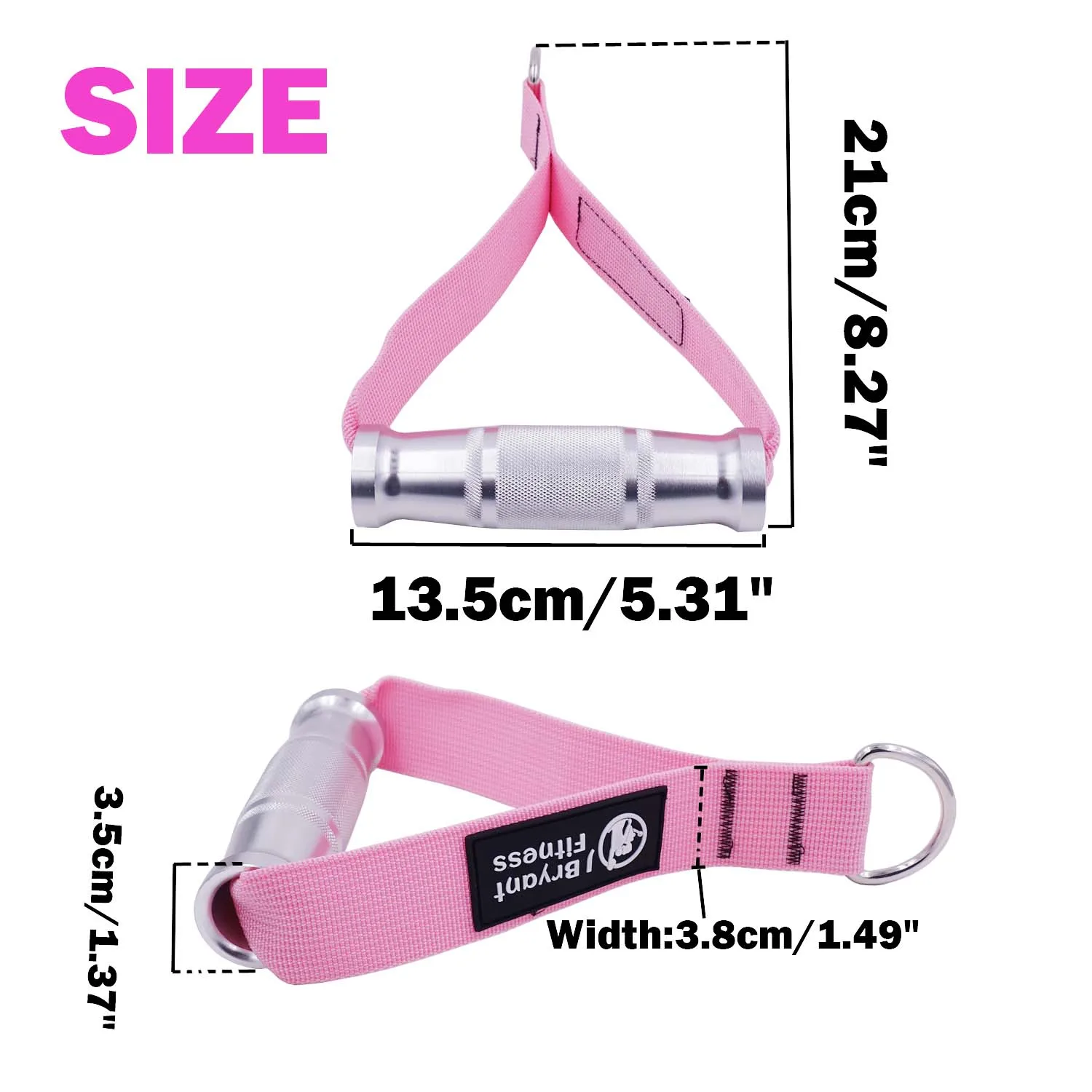 Heavy Duty Metal Gym Handles Pink for Cable Machine Attachment with Hook Women Resistance Band Workout Grips Fitness Equipment 3
