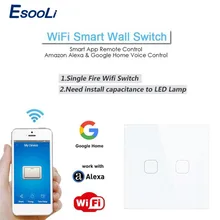 Esooli Eu/Uk Smart Wifi Muur Light Touch Switch 1 2 Gang Touch/Wifi/433 Rf/ app Remote Smart Home Muur Touch Schakelaar(China)