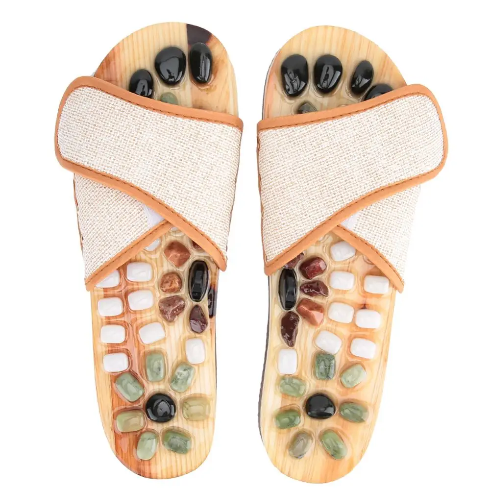 2 colors Unisex Natural Agate Stone cobblestone Foot Massage Slippers Relieve Arthritis Plantar Fasciitis Acupoints Massager New - Color: 43