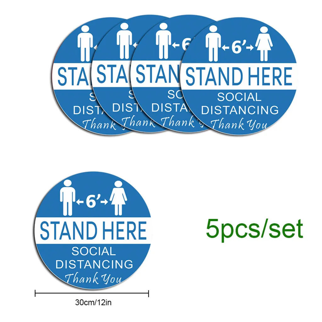 5pcs Please Social Distancing Arrow Feet Signs Floor Decals Health Safety Sign