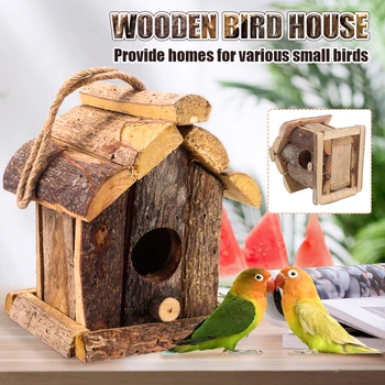

Wooden Bird House Hummingbird House Outside Hanging Handmade Outdoor Free-standing Birdhouse Nest for Gardening Decoration