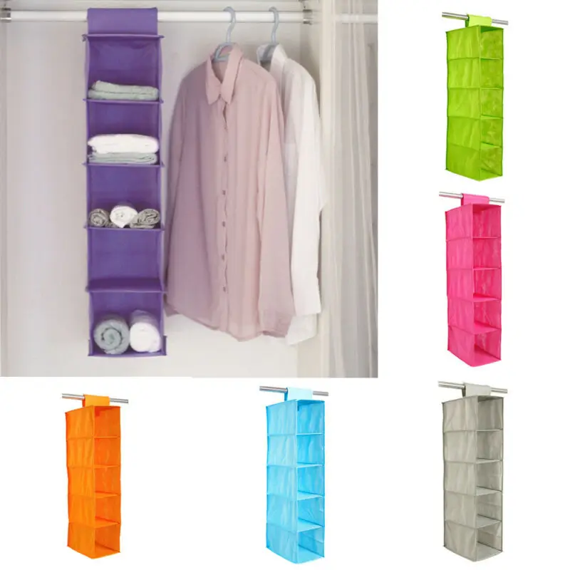 Складной нетканый шкаф для одежды подвесной органайзер для хранения одежды вешалки 5 сетки