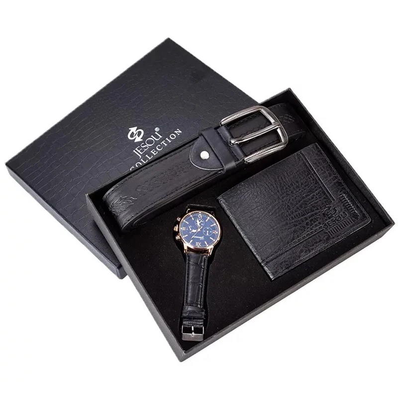 

Men Watch Gifts Set High Quality Belt Wallet Fashion Quartz Wristwatch Luxury Business Watches Suit For Men Father's Day Gifts