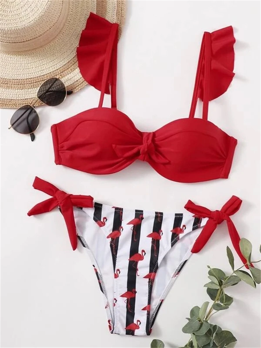 ruffle striped bikini