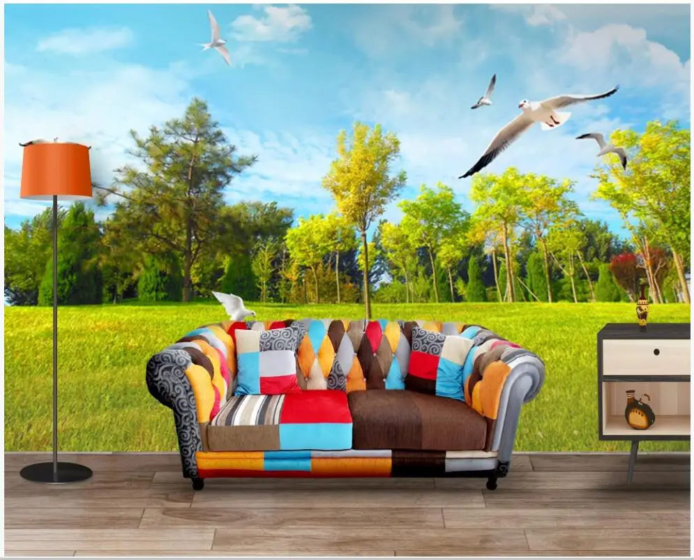 

Free shipping wall paper 3 d custom photo Meadow woods dove landscape home decor 3d wall murals wallpaper for bedroom walls