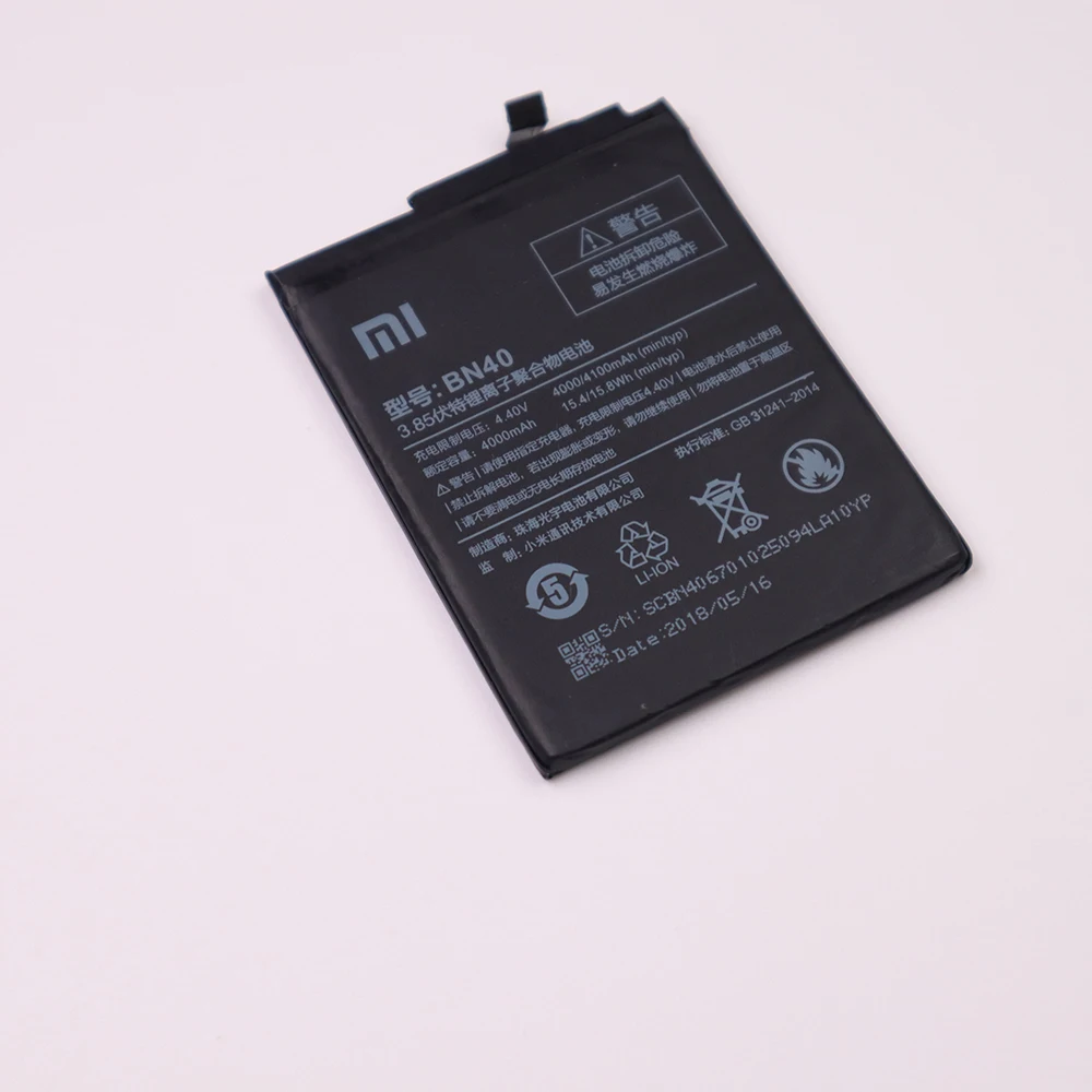  Original Battery BN40 4100mAh for Xiaomi Redmi 4 Pro Prime 3G RAM 32G ROM Edition High Quality Batt