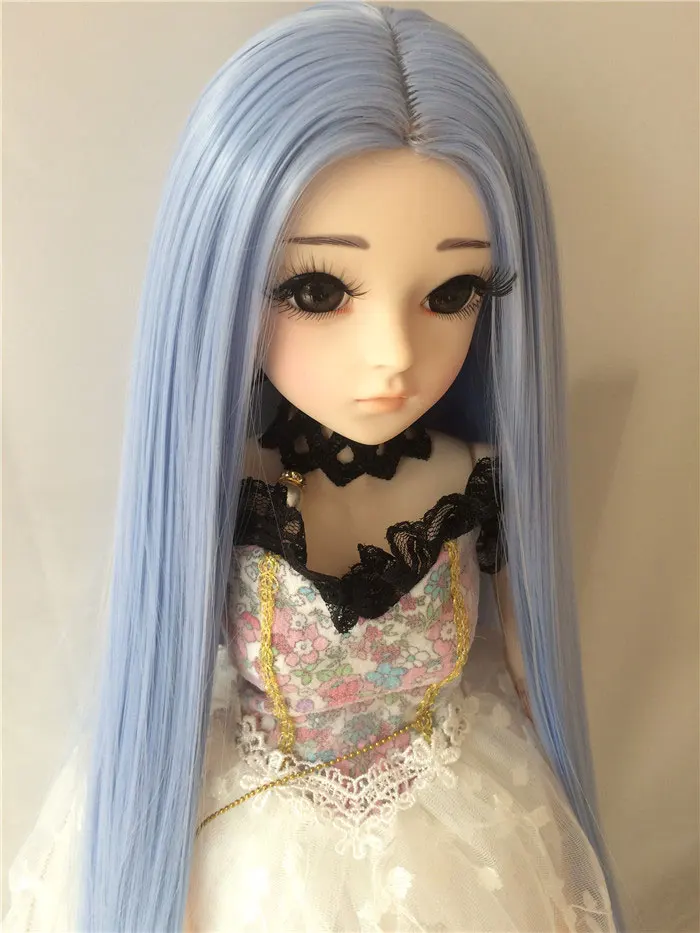 11 only wig 1/3 1/4 1/6 1/8 bjd sd кукла длинные прямые волосы высокотемпературные волосы синие куклы парик мульти-цветная кукла аксессуары - Цвет: 11 only wig