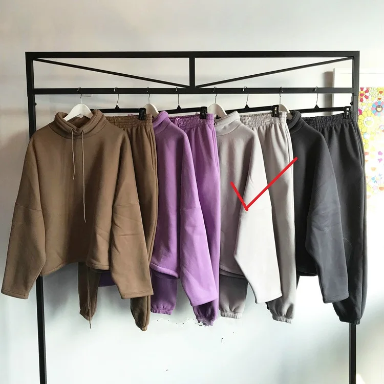light gray as shown Женские брюки, комплект из двух предметов, осенне-зимний спортивный костюм, толстовка, пуловер большого размера и джоггеры, комплекты из 2 предметов, флисовая базовая одежда - Цвет: light gray as shown