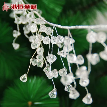 

Christmas tree ornament 110cm white acrylic silver line diamond chain string Christmas string ornament