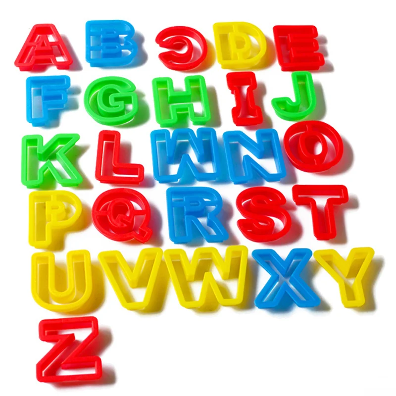

Cookie Cutters Creative Plasticine Tools Alphabet 26 Letters and 10 Figures Slime Color Model Tool Toys Playdough Set