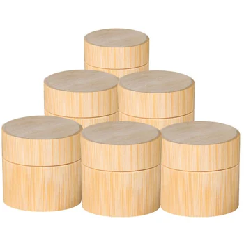 

Natural Bamboo Refillable Bottles 10/20/50g Cosmetics Jar Box Portable Round Makeup Cream Storage Container Travel Bottle
