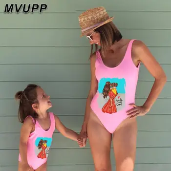 

Mother and Daughter Children fashion Bikini Me cartoon Printed Mommy Baby Swimwear Mom Kids Bathing Suits One Piece Swimsuits
