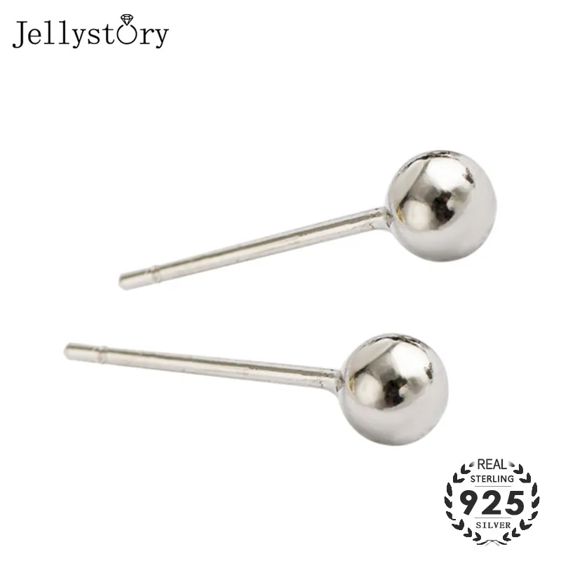 Jellystory 925 стерлингового серебра серьги гвоздики для женщин простой круглой формы