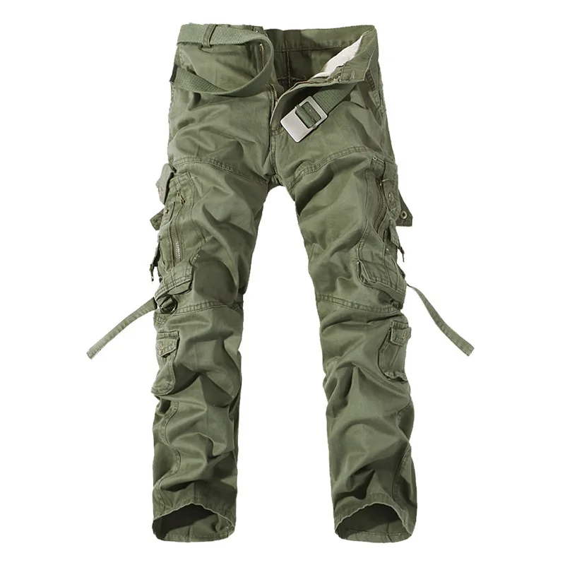 Men Cargo Pants Mens Casual Cotton Trousers Solid Men's Military Pants Overalls Multi Pockets Decoration Plus Size Without Belt