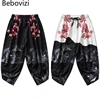 Bebovizi 2022 Japanese Style Harajuku Men Trousers Sakura Samurai Costume Loose Fashion Women Traditional Bloom Pants Haori ► Photo 2/6