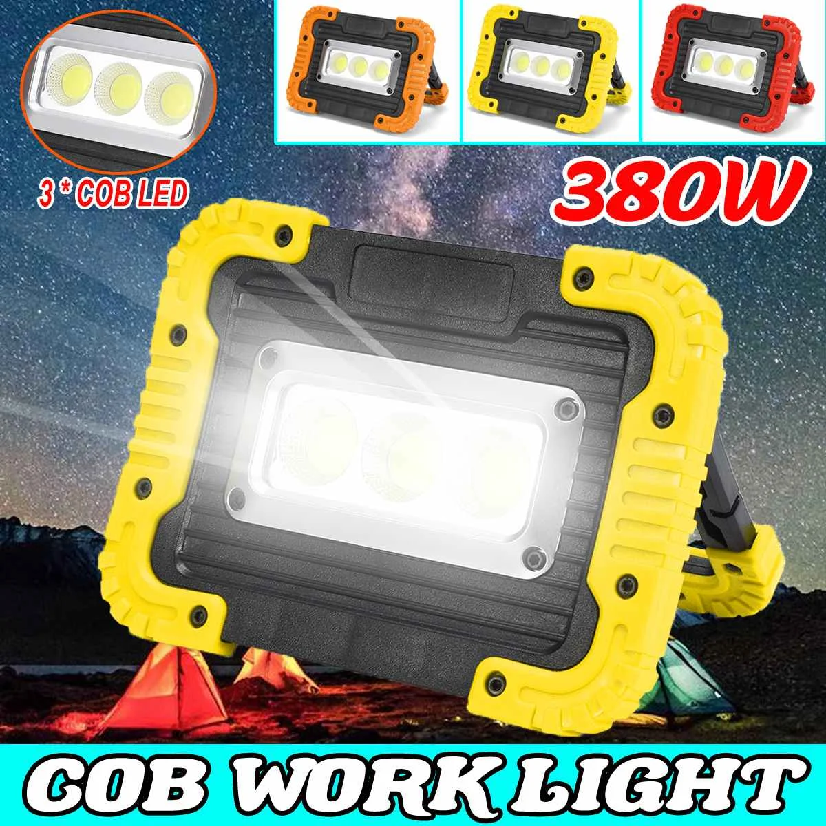 380W 1000LM Led Portable Spotlight COB Work Lamp LED Lantern Camping light Emergency Light Usb / Battery Type | Лампы и освещение