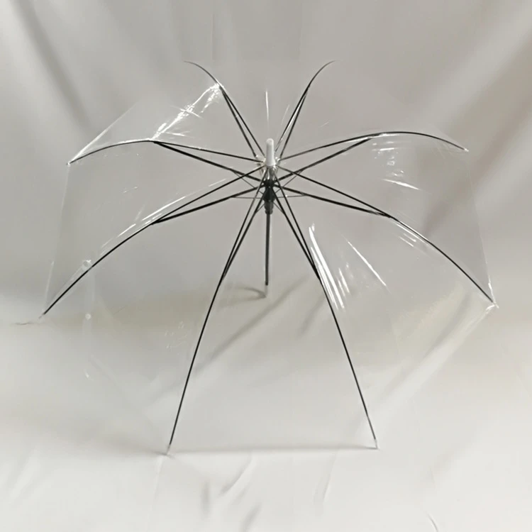 transparente de mango largo para sombrilla semiautomática de plástico POE transparente, jaula hojas, Parasol|Paraguas| - AliExpress