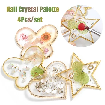 

4 Pieces/Set Crystal Palette Resin Nail Paint Palette Nail Display Board Gel Polished Nail Tool Display Stand
