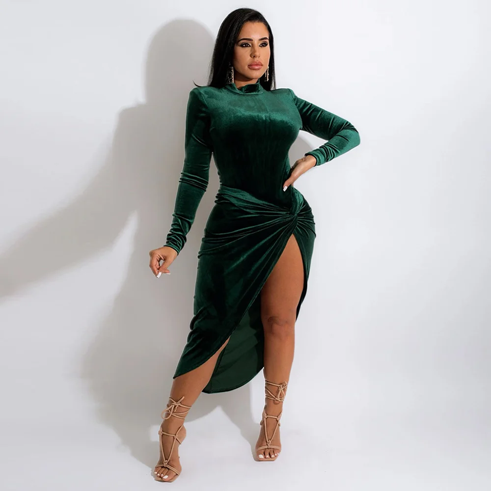 在庫処分大特価 女性の秋と冬の服,長袖のベルベットのボディスーツ,フロントオープニングの高いスリット:【新品