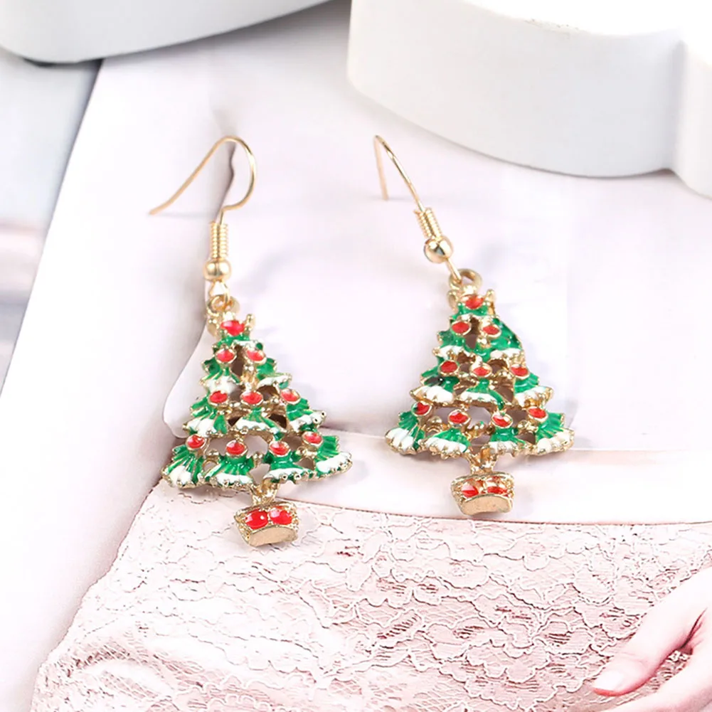 Серьги для новогодней елки зеленые висячие украшения ювелирные изделия женщин