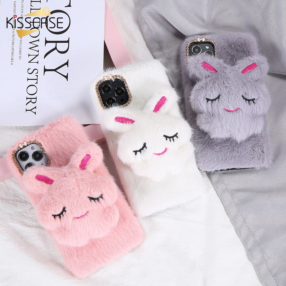 KISSCASE Cute Rabbit Phone Case for iPhone 6 6S 7 8 Plus XS Lovely Fur Cover 11 Pro Max XR X Coque |
