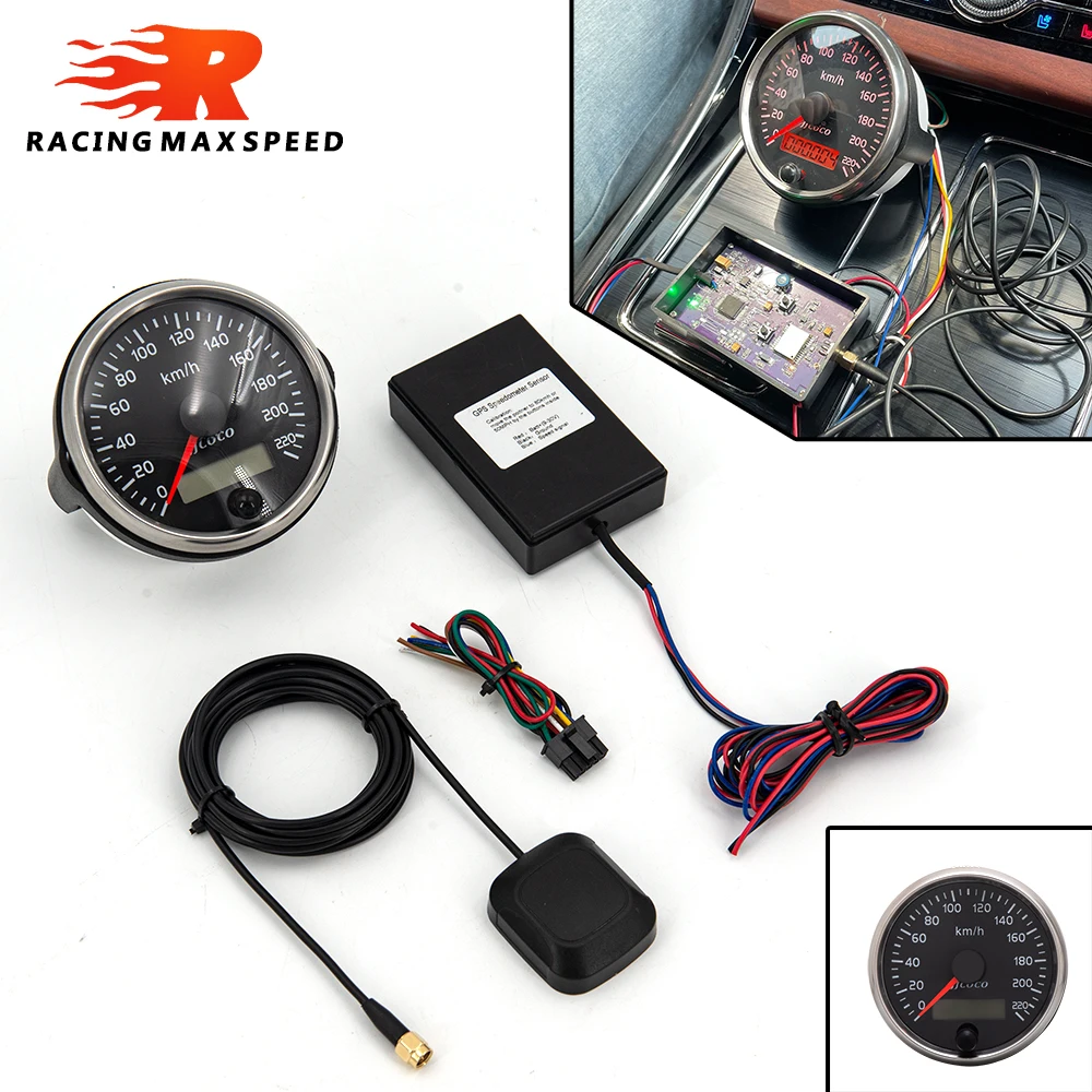 범용 220 Km/h 포인터 및 LCD 디스플레이 속도계, 자동차 트럭 SUV 9-32V, 빨간색 백라이트 포함, 85mm, 12V, 24V, 2 in 1