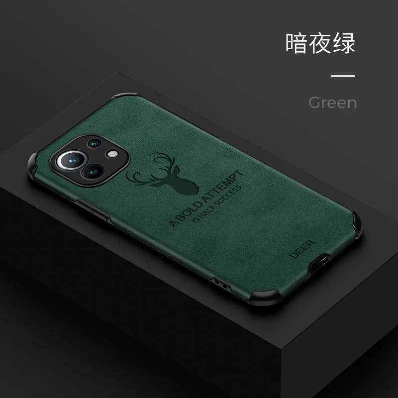 For Xiaomi Mi 11 Case Soft Silicone+Leather PU Deer shockproof  Skin Back Cover Case for xiaomi mi 11 mi11 xiaomi 11 phone shell 