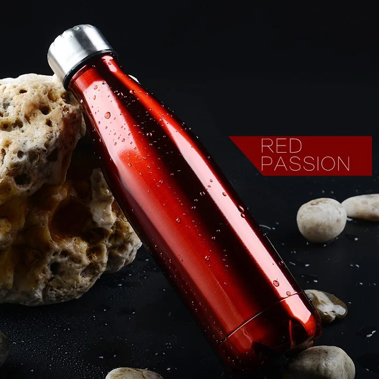 red Термос для горячей и холодной воды из нержавеющей стали, бутылка с вакуумной изоляцией для колы, двойная стенка, Спортивная фляжка для путешествий, тренажерного зала - Цвет: red