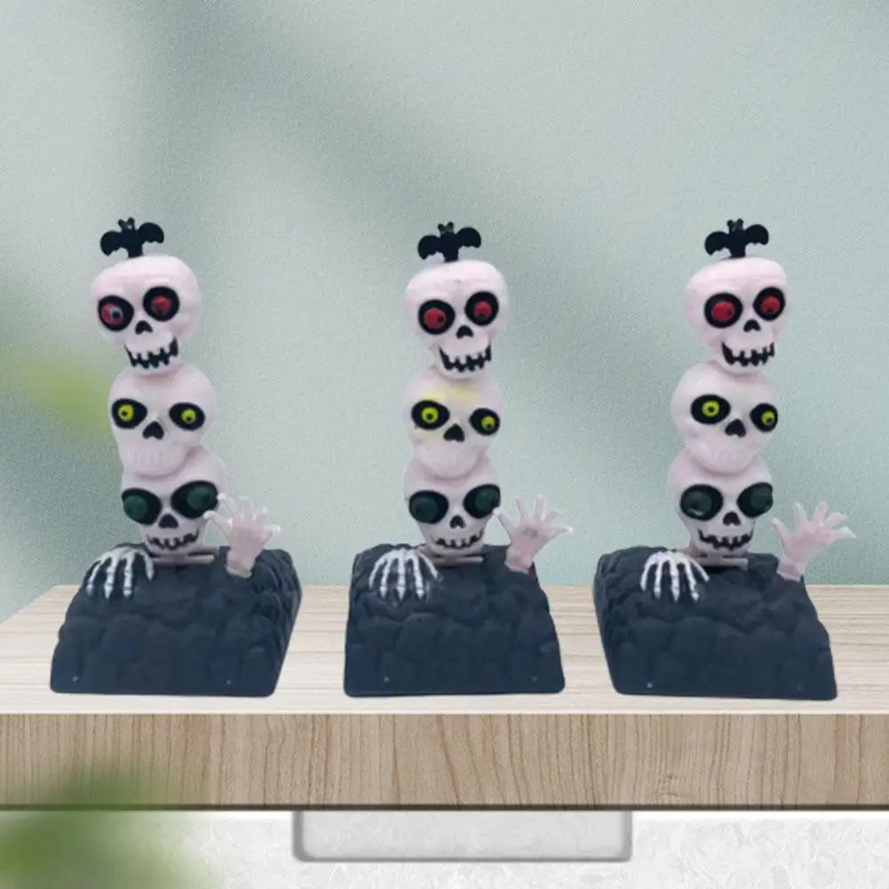 Solar Shaking Head Doll Solar Swinging Skull Car Decoration Cartoon Car Doll Car Interior Jewelry Halloween Gift Car Decor