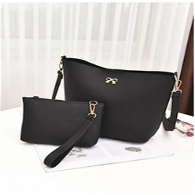 

Bow Bucket Two-Piece Set Different Size Bags 2017 New Style Korean-style WOMEN'S Bag Embossed Leather Bucket Bag Shoulder Obliqu