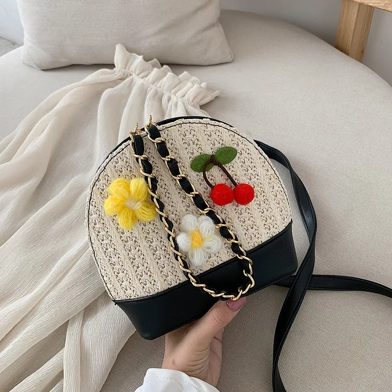 

2019 Embroidery Weaving WOMEN'S Bag MORI Series Shoulder Summer Bag New Arrival Korean-style Casual Shell Bag
